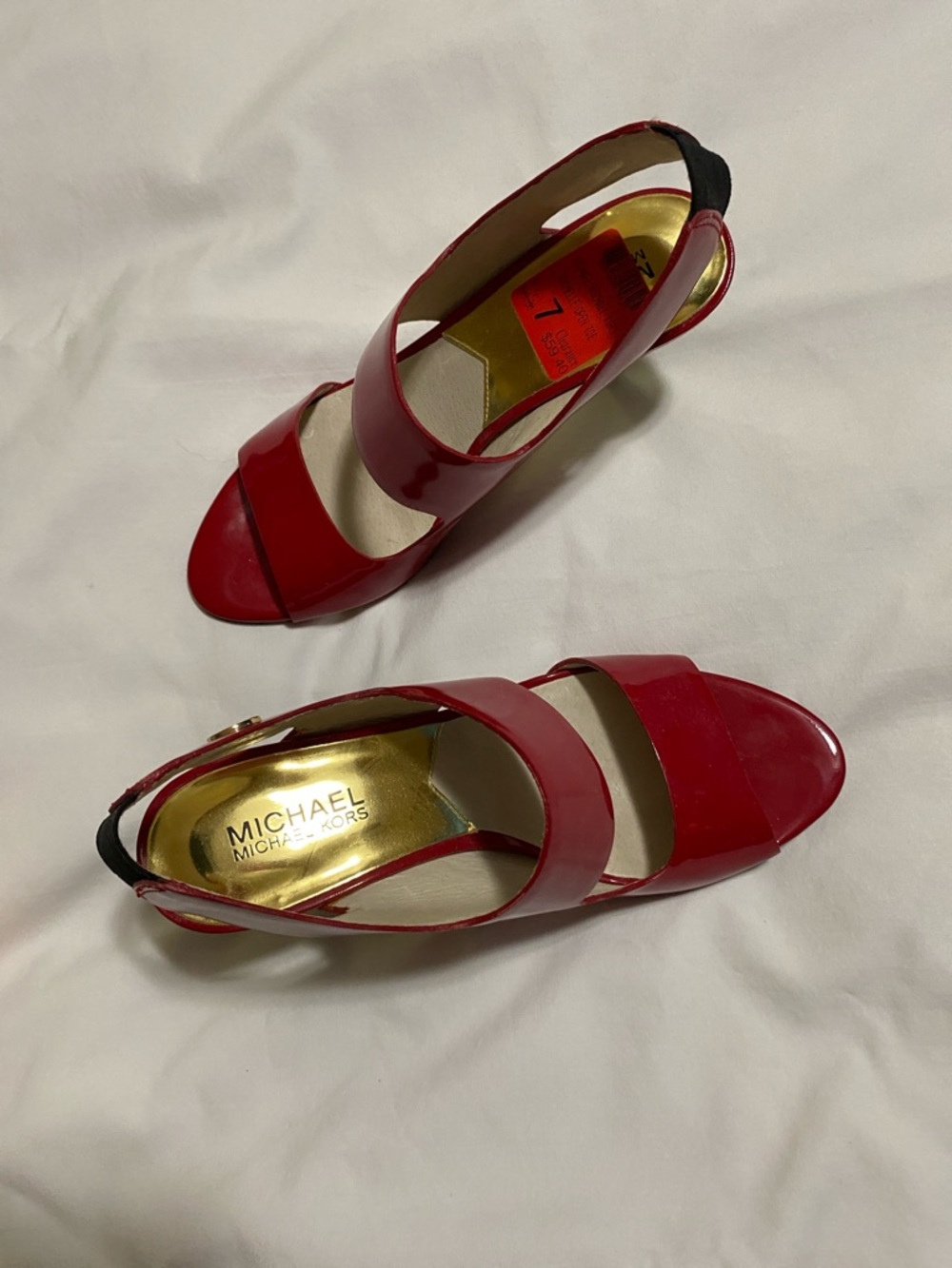 Michael Kors Red Patent Leather Slingback Heels